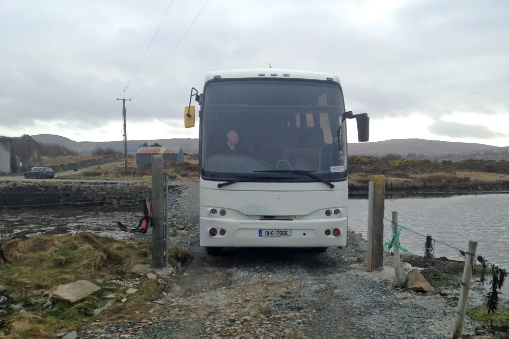 Oyster Farm tour bus arriving at DK Connemara Oyster Farm in Connemara. wp-image-1402